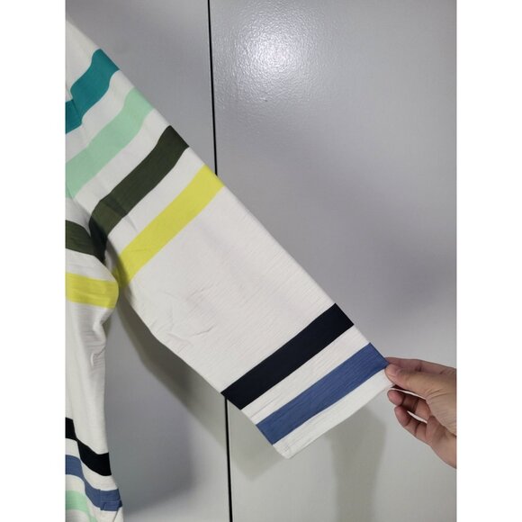 T by Talbots Womens XL UPF 50 Cozy Crush Breezy Stripe Pullover Top Slub Terry - Picture 7 of 9